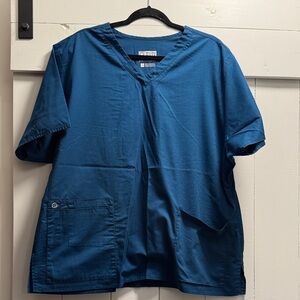 WonderWink Women’s Scrub Top Uniform 2XL XXL Wondwork Stretch Caribbean Blue